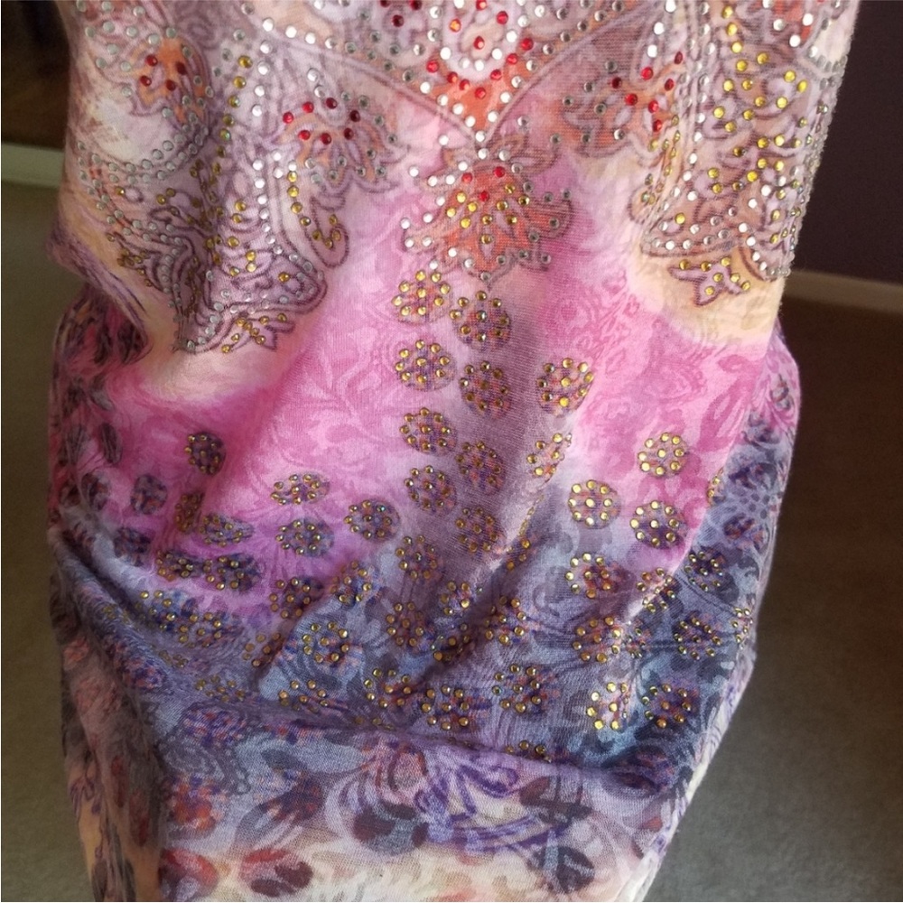 Embellished Colorful Tie-dyed Racerback Tank Top from Italy - Picture 7 of 17
